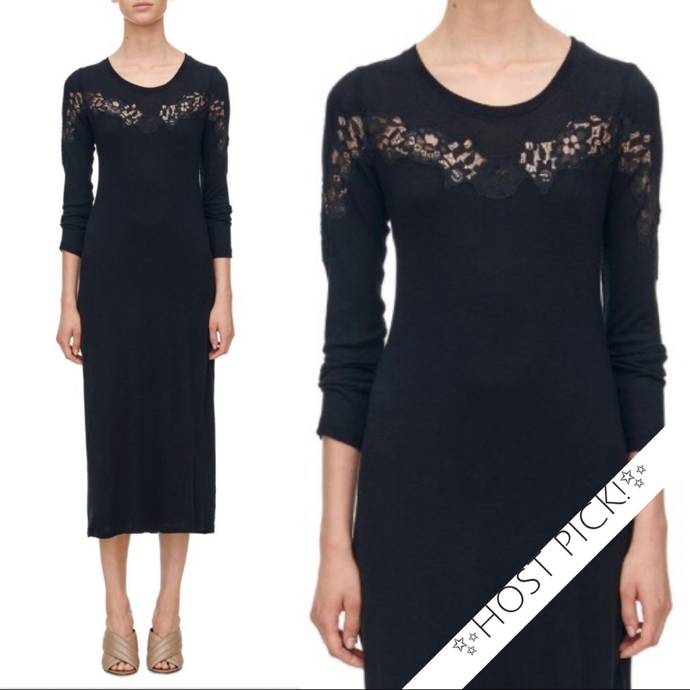 ✨HP!✨NWT Rebecca Taylor Black Lace Midi Dress